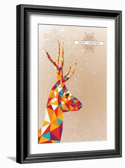 Merry Christmas Colorful Reindeer Illustration-cienpies-Framed Art Print