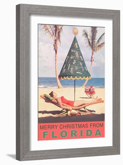 Merry Christmas from Florida, Festive Umbrella-null-Framed Art Print