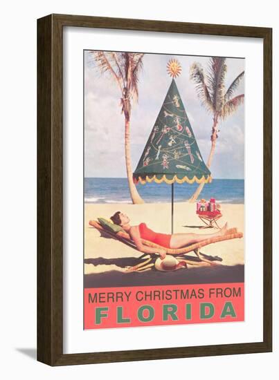 Merry Christmas from Florida, Festive Umbrella-null-Framed Art Print