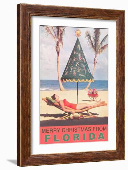 Merry Christmas from Florida, Festive Umbrella-null-Framed Art Print