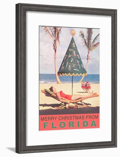 Merry Christmas from Florida, Festive Umbrella-null-Framed Art Print