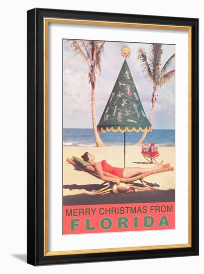 Merry Christmas from Florida, Festive Umbrella-null-Framed Art Print