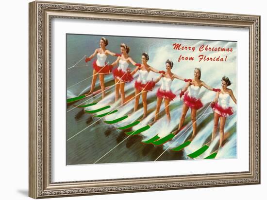 Merry Christmas from Florida, Water Skiers-null-Framed Art Print