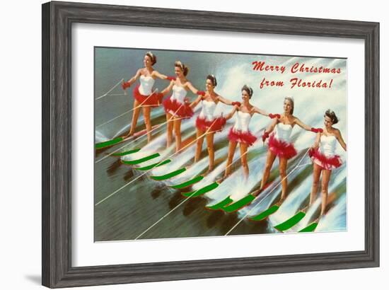 Merry Christmas from Florida, Water Skiers-null-Framed Art Print