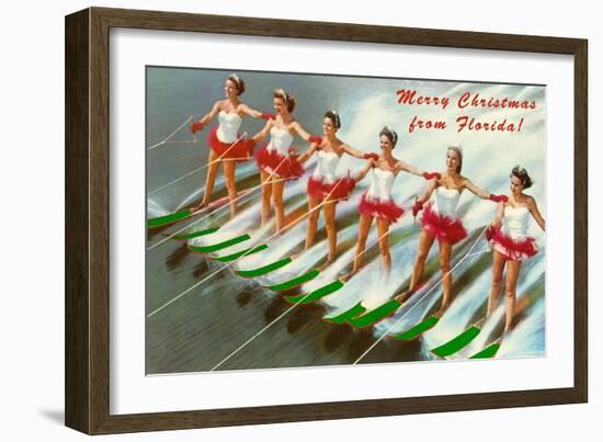 Merry Christmas from Florida, Water Skiers-null-Framed Art Print