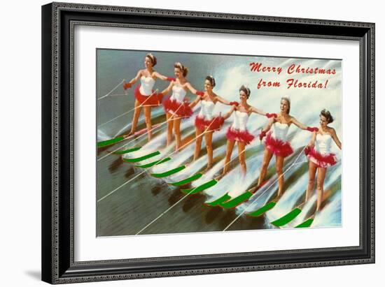 Merry Christmas from Florida, Water Skiers-null-Framed Art Print