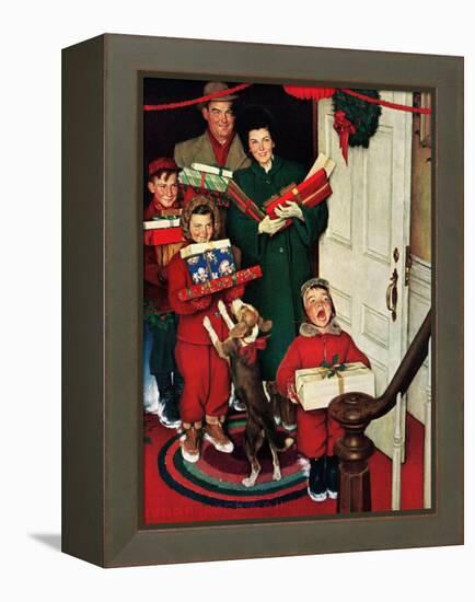 ”Merry Christmas, Grandma!’-Norman Rockwell-Framed Premier Image Canvas