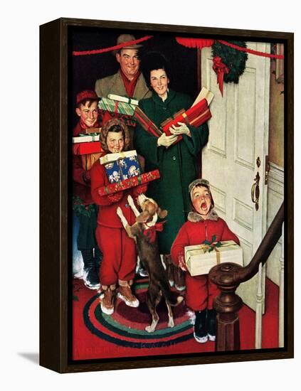 ”Merry Christmas, Grandma!’-Norman Rockwell-Framed Premier Image Canvas