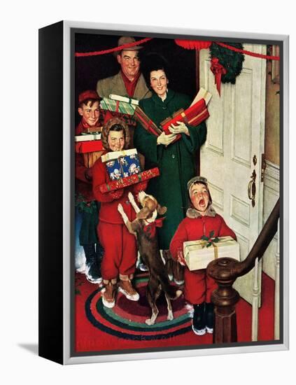 ”Merry Christmas, Grandma!’-Norman Rockwell-Framed Premier Image Canvas