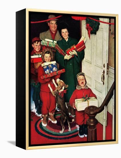 ”Merry Christmas, Grandma!’-Norman Rockwell-Framed Premier Image Canvas