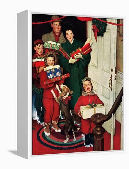 ”Merry Christmas, Grandma!’-Norman Rockwell-Framed Premier Image Canvas