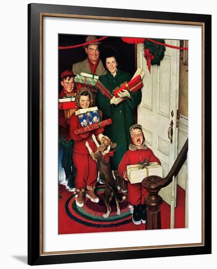 ”Merry Christmas, Grandma!’-Norman Rockwell-Framed Giclee Print