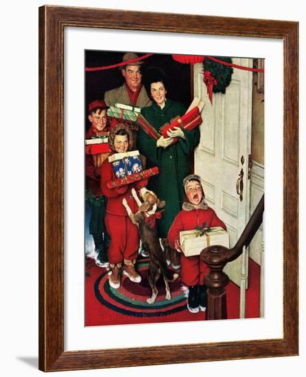 ”Merry Christmas, Grandma!’-Norman Rockwell-Framed Giclee Print