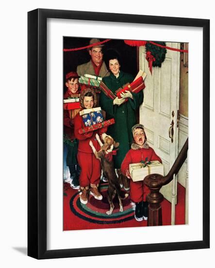 ”Merry Christmas, Grandma!’-Norman Rockwell-Framed Giclee Print