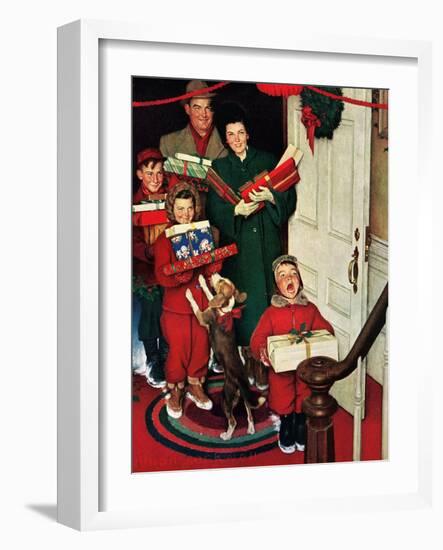 ”Merry Christmas, Grandma!’-Norman Rockwell-Framed Giclee Print