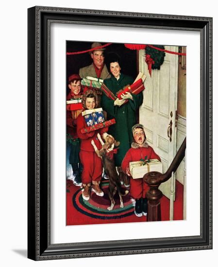 ”Merry Christmas, Grandma!’-Norman Rockwell-Framed Giclee Print