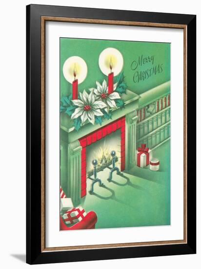 Merry Christmas, Living Room, Fireplace-null-Framed Premium Giclee Print