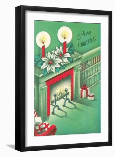 Merry Christmas, Living Room, Fireplace-null-Framed Premium Giclee Print