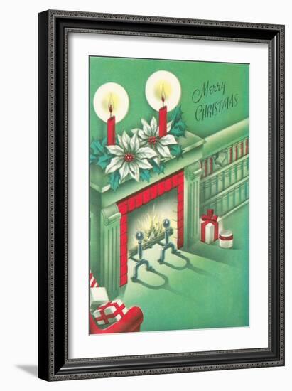 Merry Christmas, Living Room, Fireplace-null-Framed Premium Giclee Print