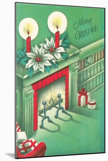 Merry Christmas, Living Room, Fireplace-null-Mounted Art Print