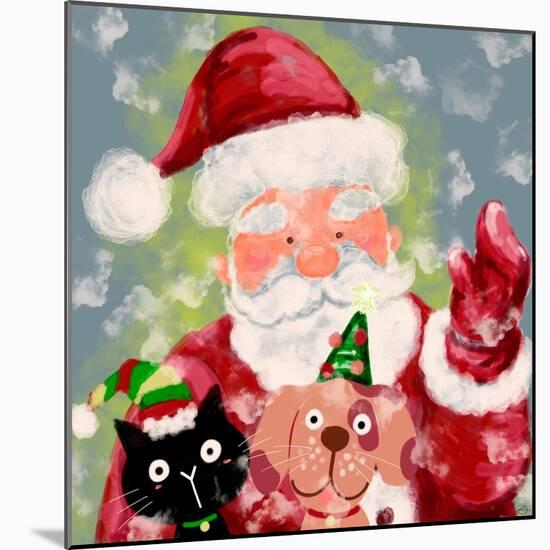 Merry Christmas - Santa And Little Helpers-Stella Chang-Mounted Art Print