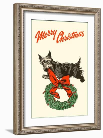 Merry Christmas, Scotty with Wreath-null-Framed Art Print