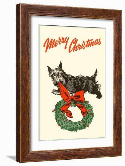 Merry Christmas, Scotty with Wreath-null-Framed Art Print