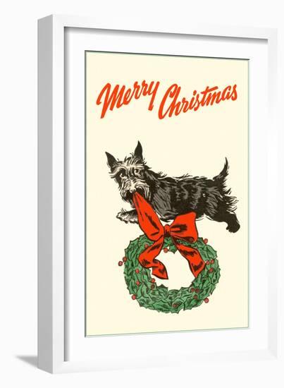 Merry Christmas, Scotty with Wreath-null-Framed Art Print