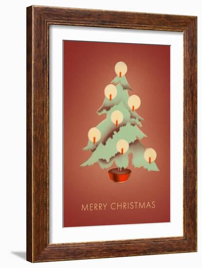 Merry Christmas, Tree with Candles-null-Framed Art Print