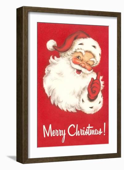 Merry Christmas. Winking Santa Claus-null-Framed Premium Giclee Print