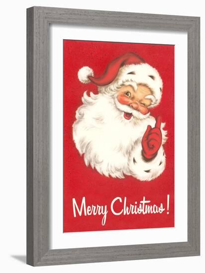 Merry Christmas. Winking Santa Claus-null-Framed Art Print