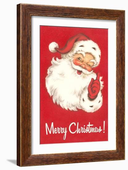 Merry Christmas. Winking Santa Claus-null-Framed Art Print