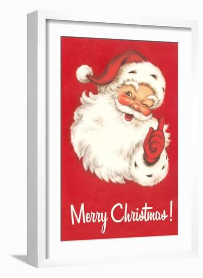 Merry Christmas. Winking Santa Claus-null-Framed Art Print