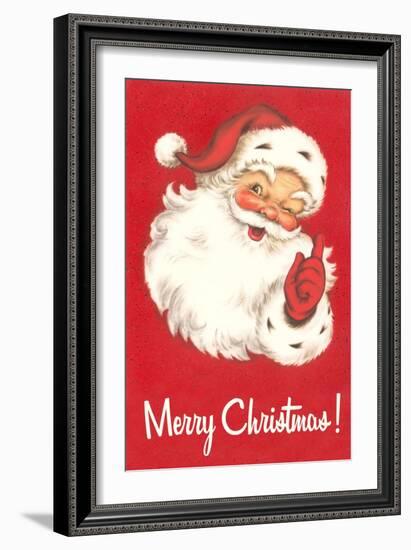 Merry Christmas. Winking Santa Claus-null-Framed Art Print