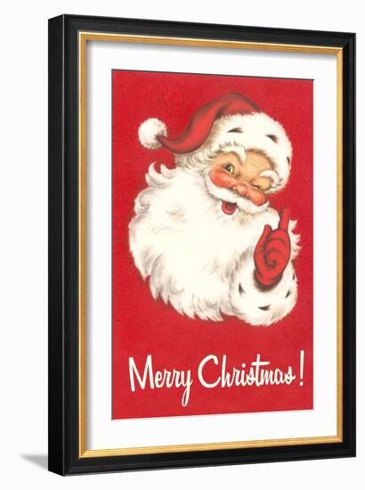 Merry Christmas. Winking Santa Claus-null-Framed Art Print