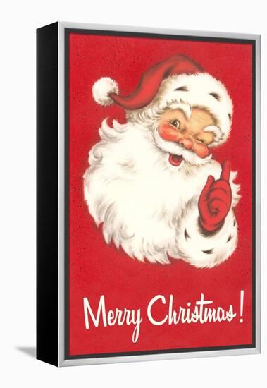 Merry Christmas. Winking Santa Claus-null-Framed Stretched Canvas