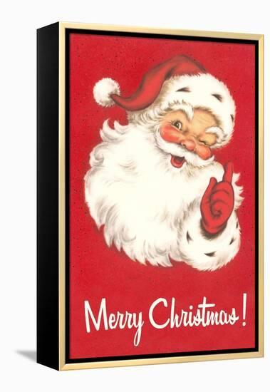 Merry Christmas. Winking Santa Claus-null-Framed Stretched Canvas