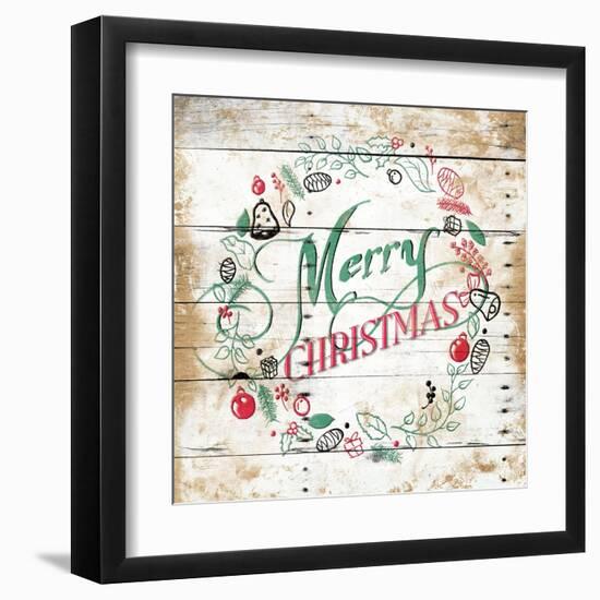 Merry Christmas Wreath-Jace Grey-Framed Art Print