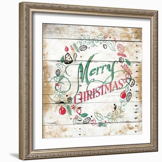 Merry Christmas Wreath-Jace Grey-Framed Art Print