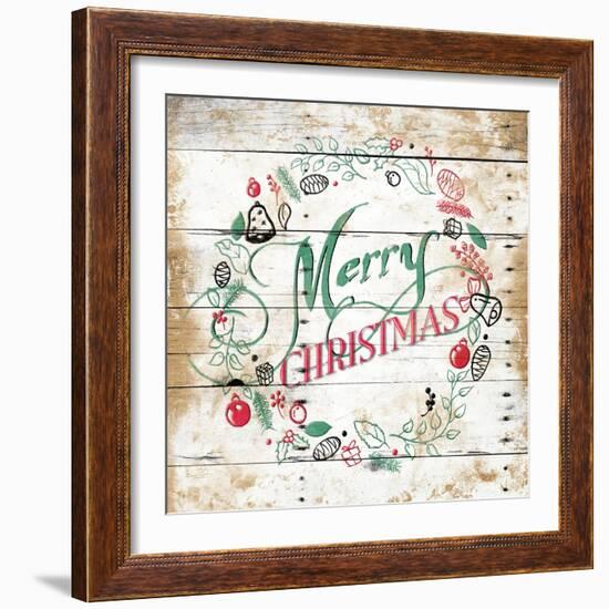 Merry Christmas Wreath-Jace Grey-Framed Art Print