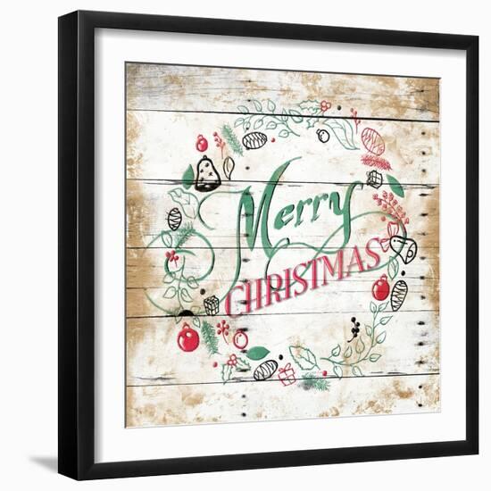 Merry Christmas Wreath-Jace Grey-Framed Art Print