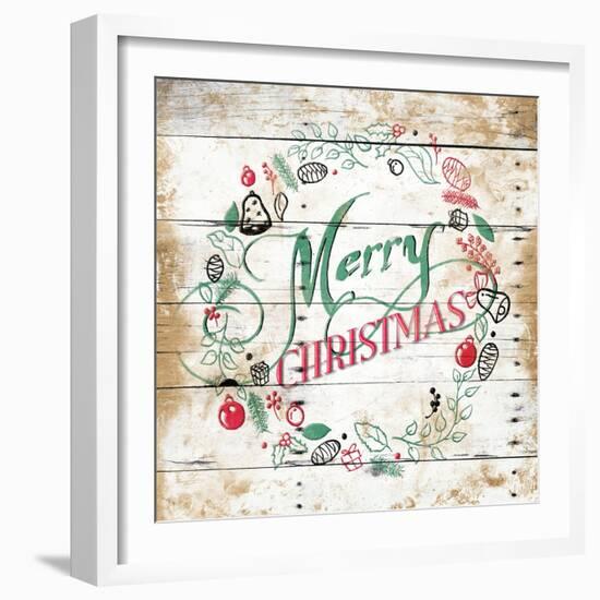 Merry Christmas Wreath-Jace Grey-Framed Art Print
