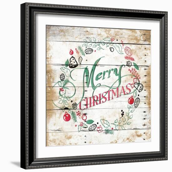 Merry Christmas Wreath-Jace Grey-Framed Art Print