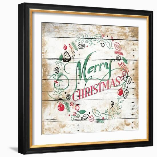 Merry Christmas Wreath-Jace Grey-Framed Art Print