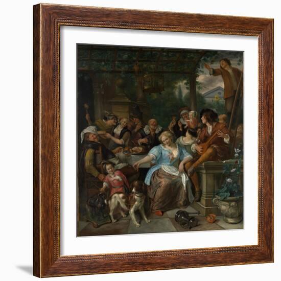 Merry Company on a Terrace, c.1670-Jan Havicksz. Steen-Framed Giclee Print