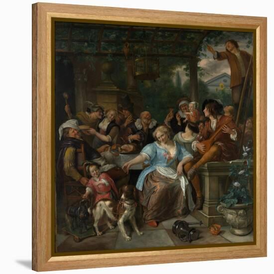 Merry Company on a Terrace, c.1670-Jan Havicksz. Steen-Framed Premier Image Canvas