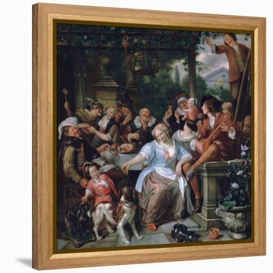 Merry Company on a Terrace, C1673-1675-Jan Steen-Framed Premier Image Canvas