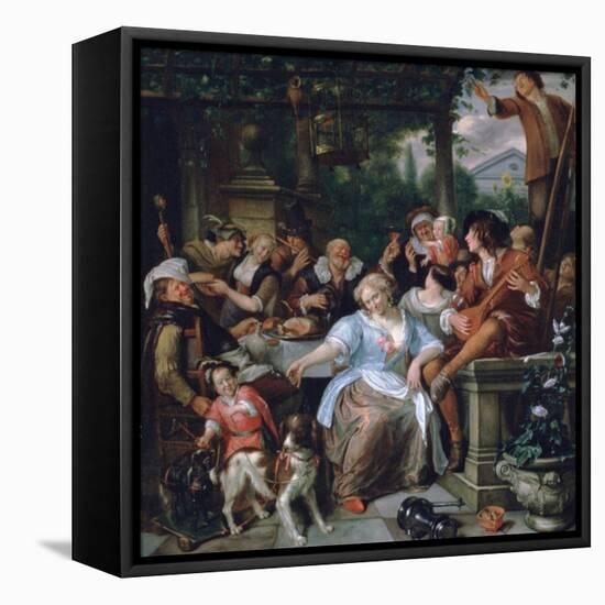 Merry Company on a Terrace, C1673-1675-Jan Steen-Framed Premier Image Canvas