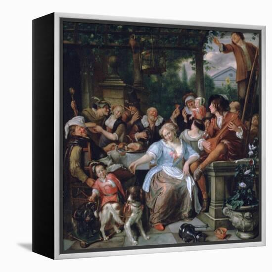 Merry Company on a Terrace, C1673-1675-Jan Steen-Framed Premier Image Canvas