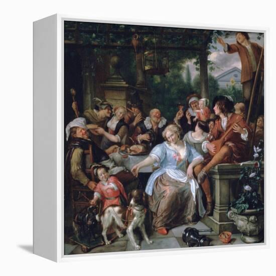 Merry Company on a Terrace, C1673-1675-Jan Steen-Framed Premier Image Canvas